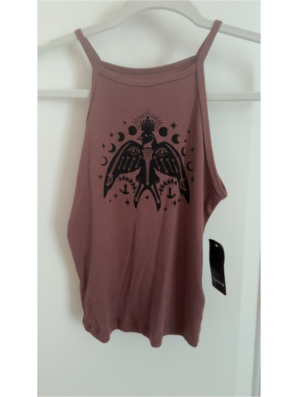 torrid Mauve Ribbed Graphic High-Neck Tank